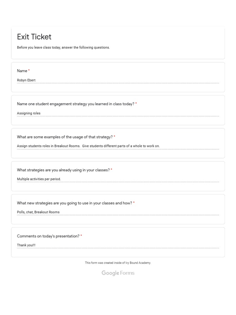 Exit Ticket 2 - Google Forms | PDF | Career & Growth