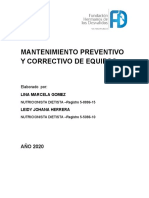 Mantenimiento de Equipos Servicio de Alimentacion de 2020