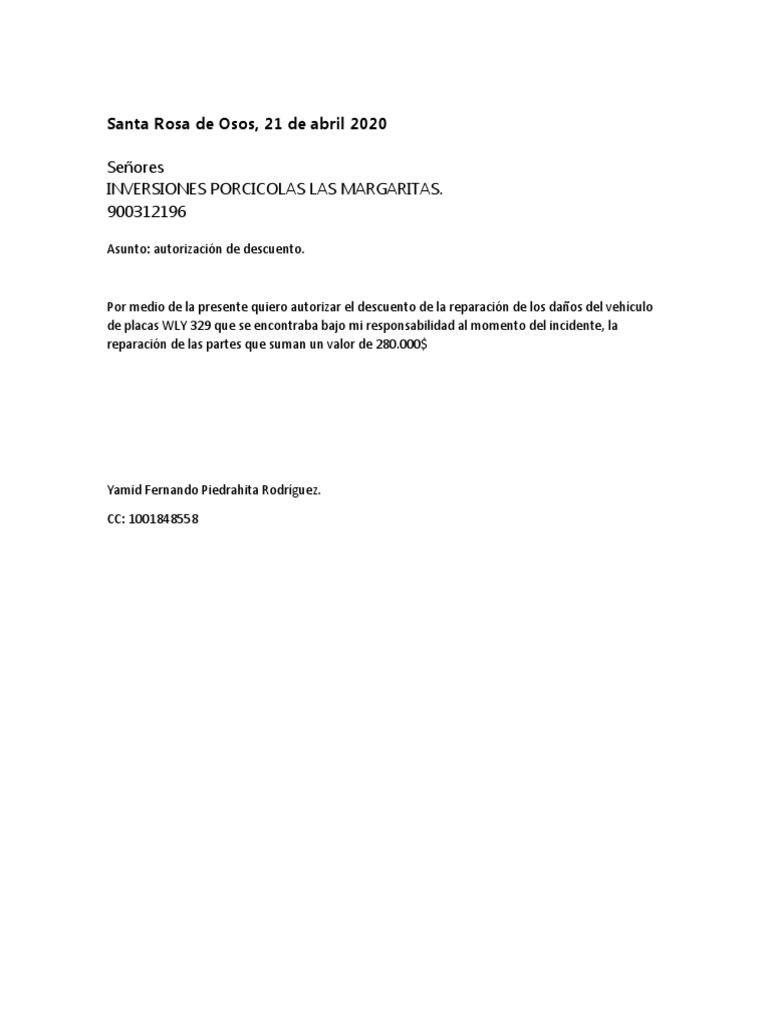 Carta de Descuento | PDF