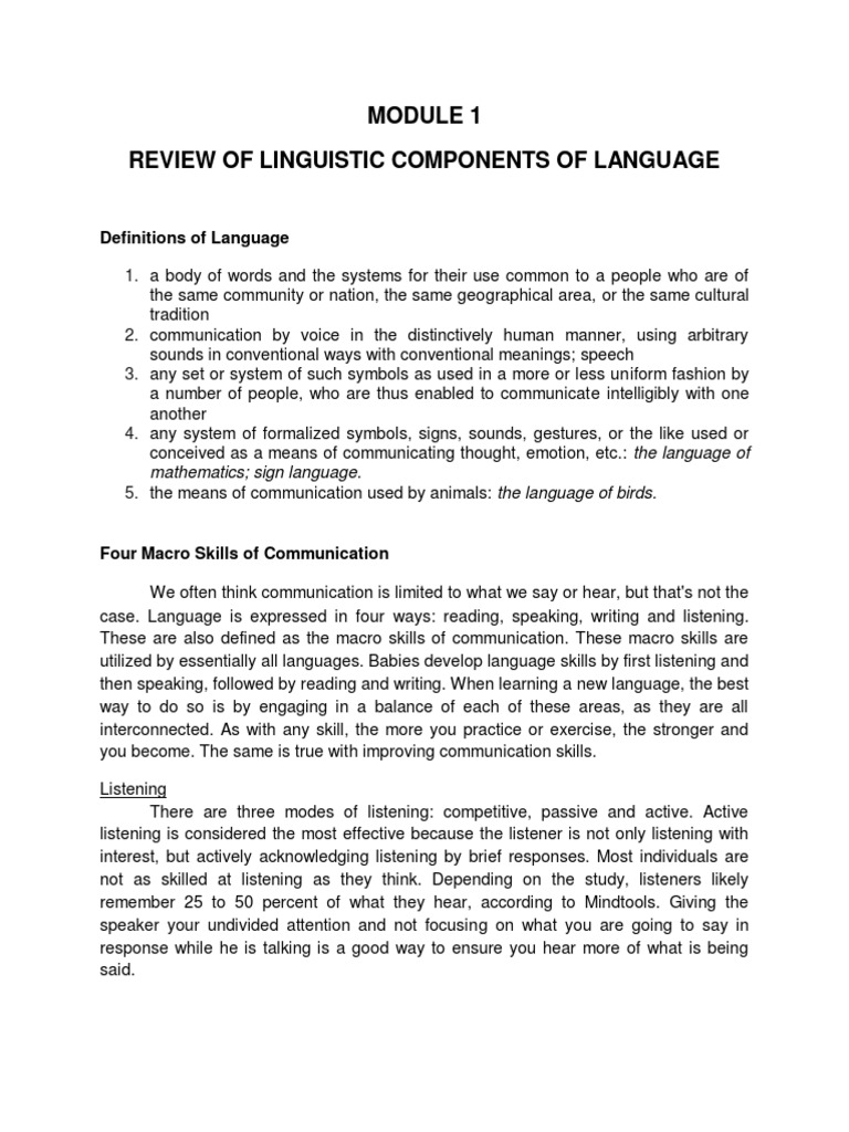 EL101 - Module 1 | PDF | Second Language | Foreign Language