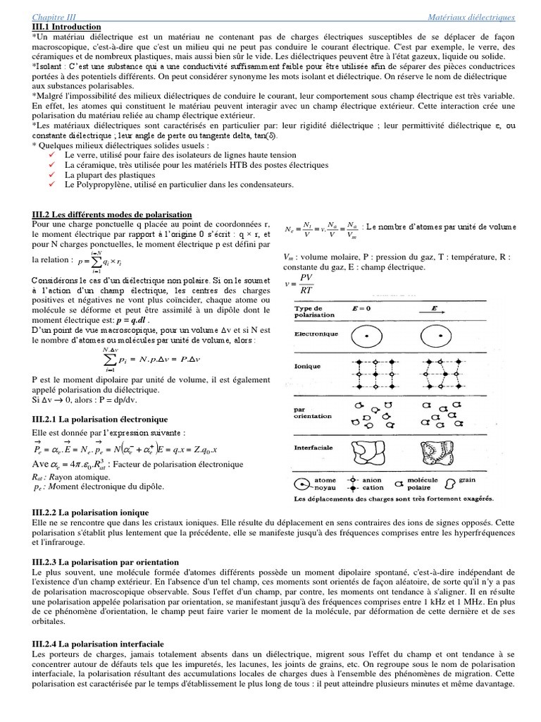 Matériaux Diélectriques et Permittivité | PDF | Diélectrique | Permittivité