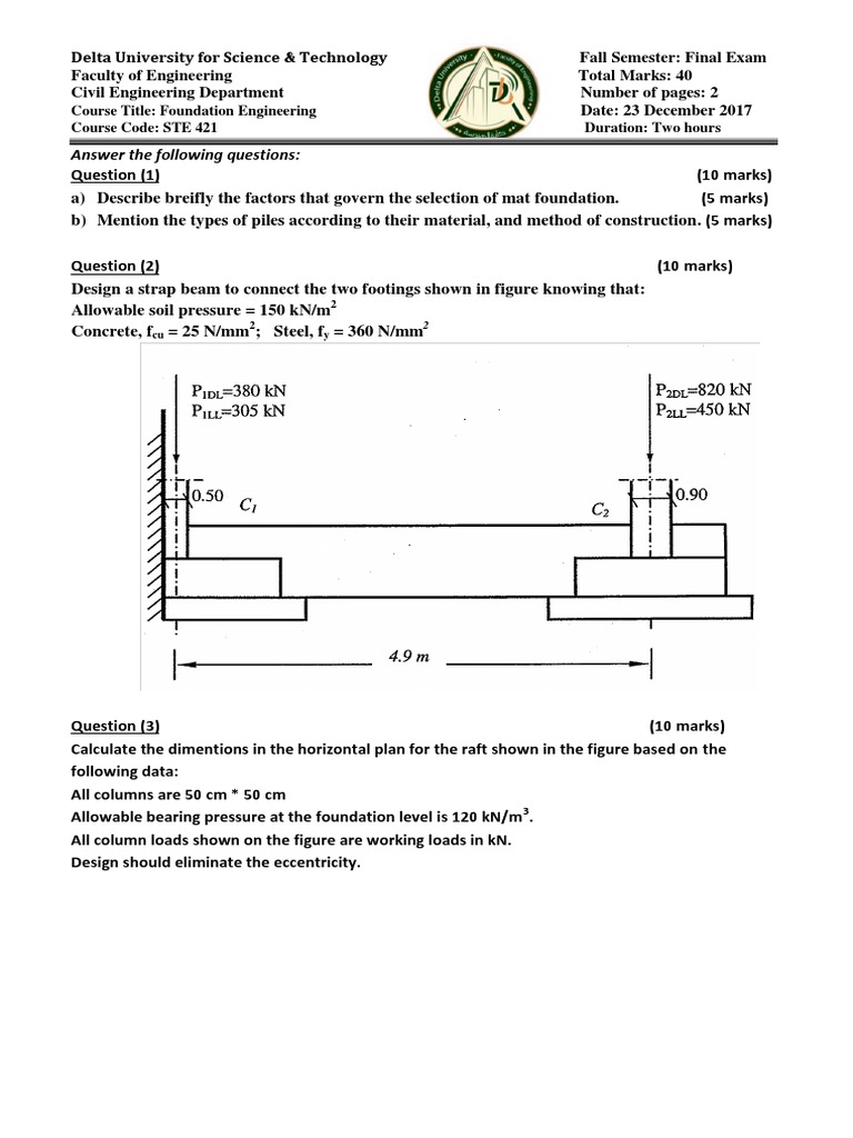 Foundation Engineering Final Exam Guide | PDF | Technology & Engineering