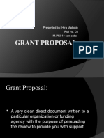 Grant Proposal: Presented By: Hira Matloob Roll No. 03 M.Phil 1 Semester
