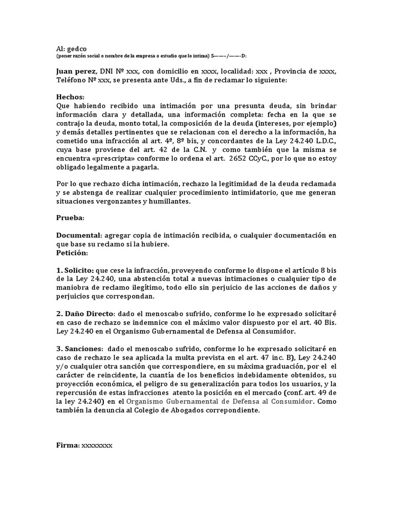 Denuncia Contra La Empresa PDF