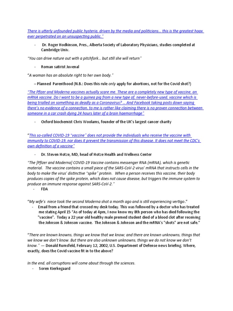 Covid Injections For Dummkopfs - A Summary For Us in Flyover Country | PDF  | Infection | Plastic