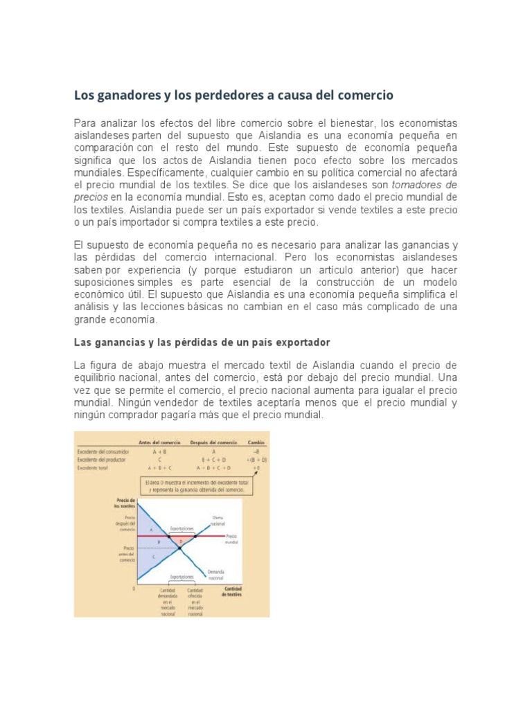 Ganancias y Pérdidas del Comercio Internacional | PDF | Excedente ...