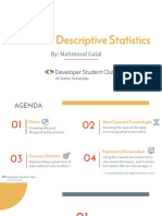 Intro To Descriptive Statistics: By: Mahmoud Galal