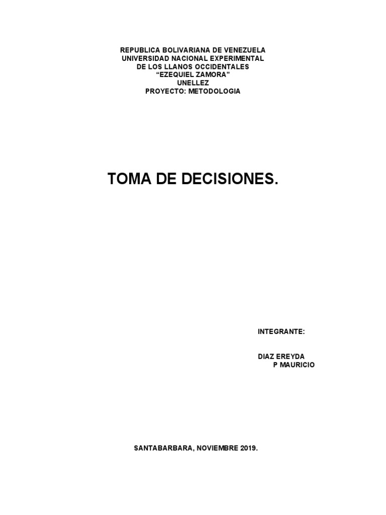 Toma de Decisiones en Unellez | PDF | Crecimiento personal y profesional