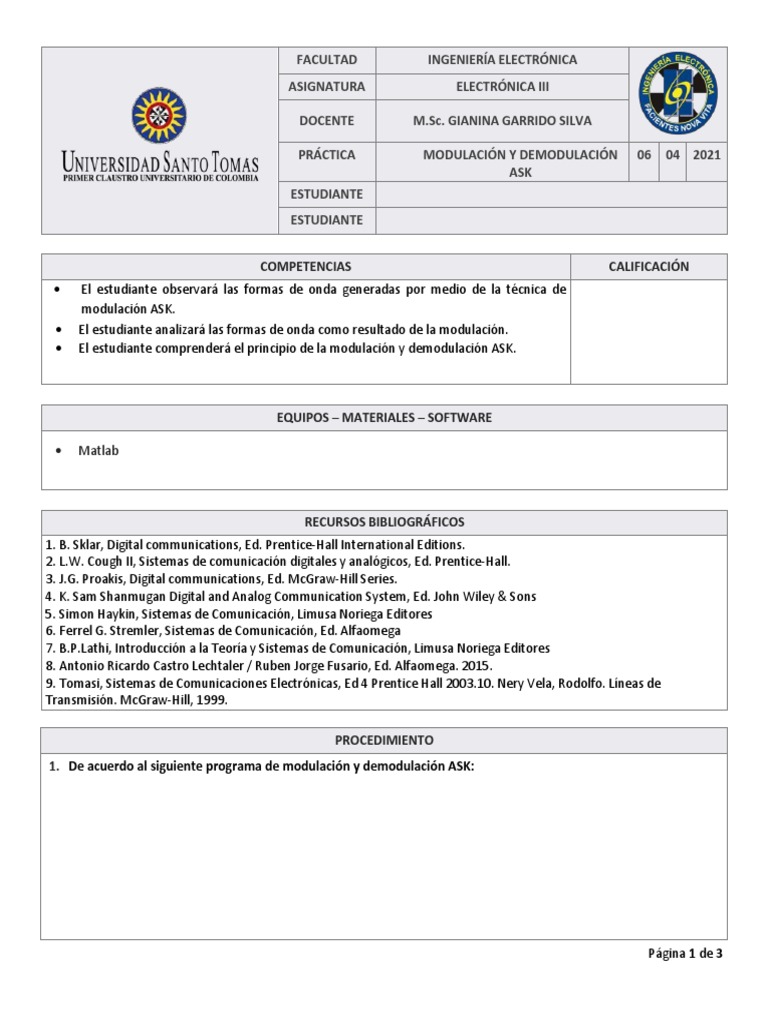 Práctica de Modulación ASK en MATLAB | PDF | Modulación | Radio