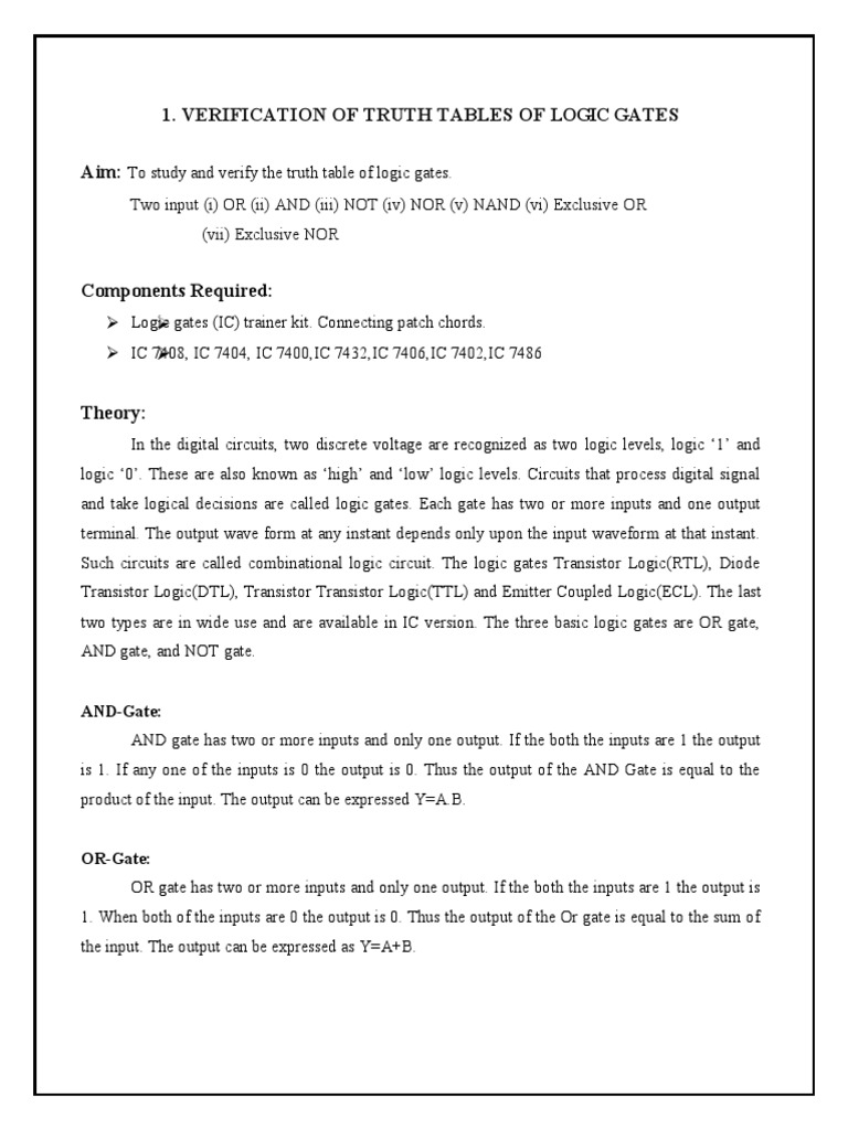 STLD Lab Manual R19 PDF Logic Gate Electronic Circuits