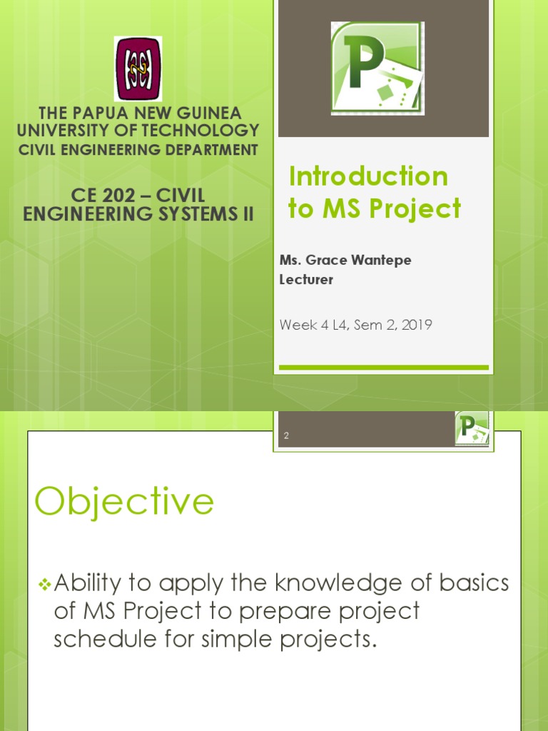 01 Week 4 - Introduction To MS Project | PDF | Engineering | Project ...
