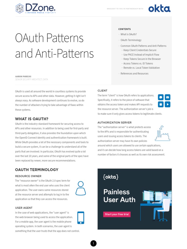 Dzone Refcard 347 Oauth Patterns Anti Patterns 202 | PDF | Web ...