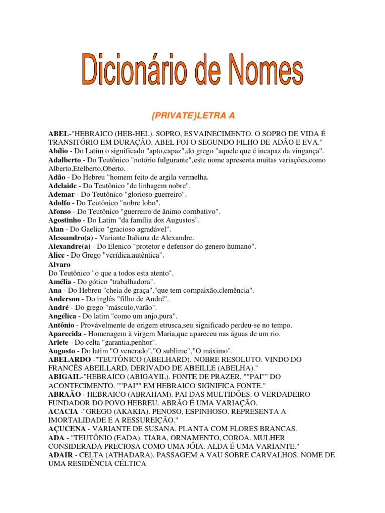 Livro O Significado Dos Nomes Dicionario de Nomes | PDF