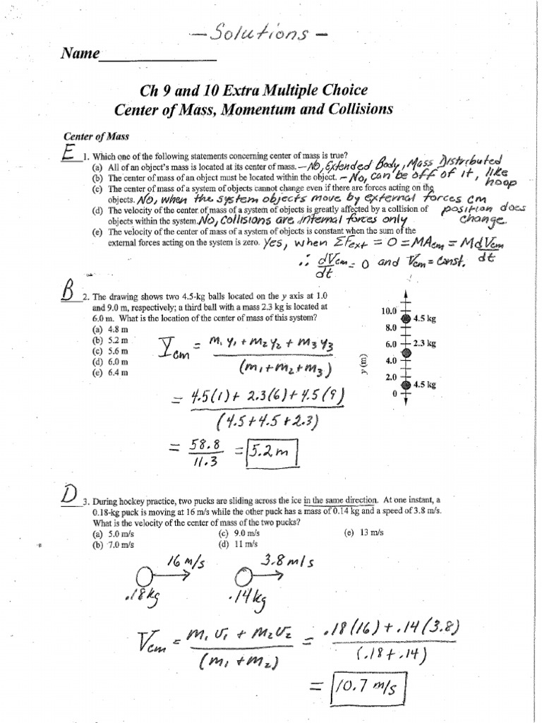 Ch9 and 10 Extra MC Solutions | PDF