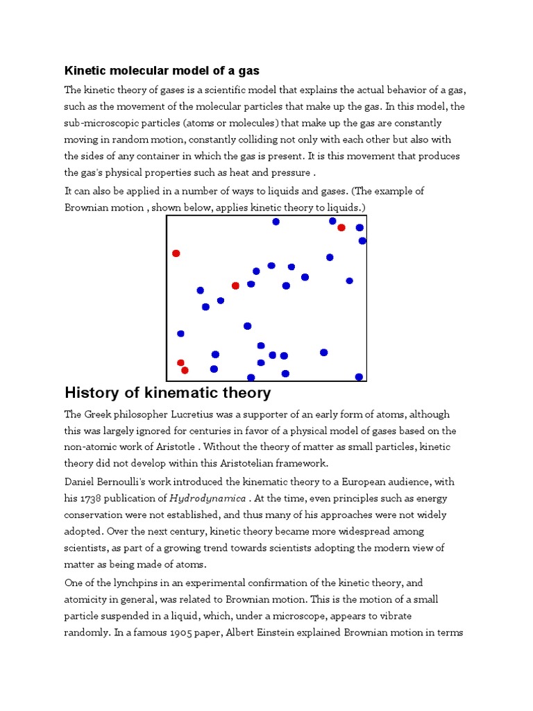 Kinetic Molecular Theory of Gases | PDF | Brownian Motion | Gases