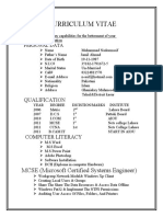 Curriculum Vitae: MCSE (Microsoft Certified Systems Engineer)