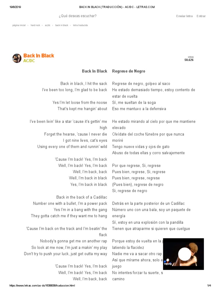 Back in Black (Traducción) - Ac - DC - Letras | PDF | Piedra dura | La ...