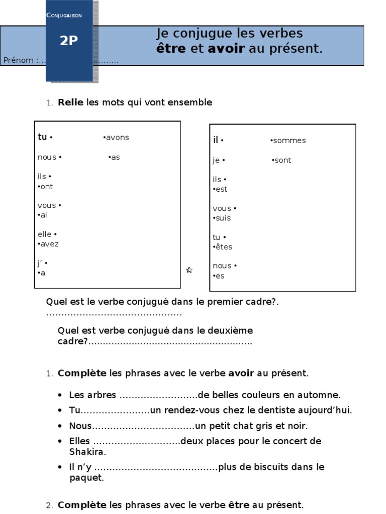 Conjugaison des verbes au présent | PDF | Verbe | Relations syntaxiques
