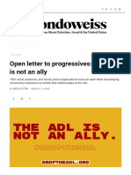 Open Letter To Progressives - The ADL Is Not An Ally - Mondoweiss