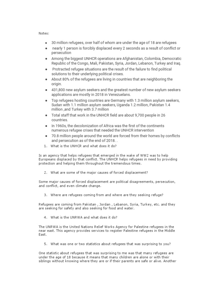 Notes - UN Global Issues - Refugees | PDF | Refugee | United Nations ...