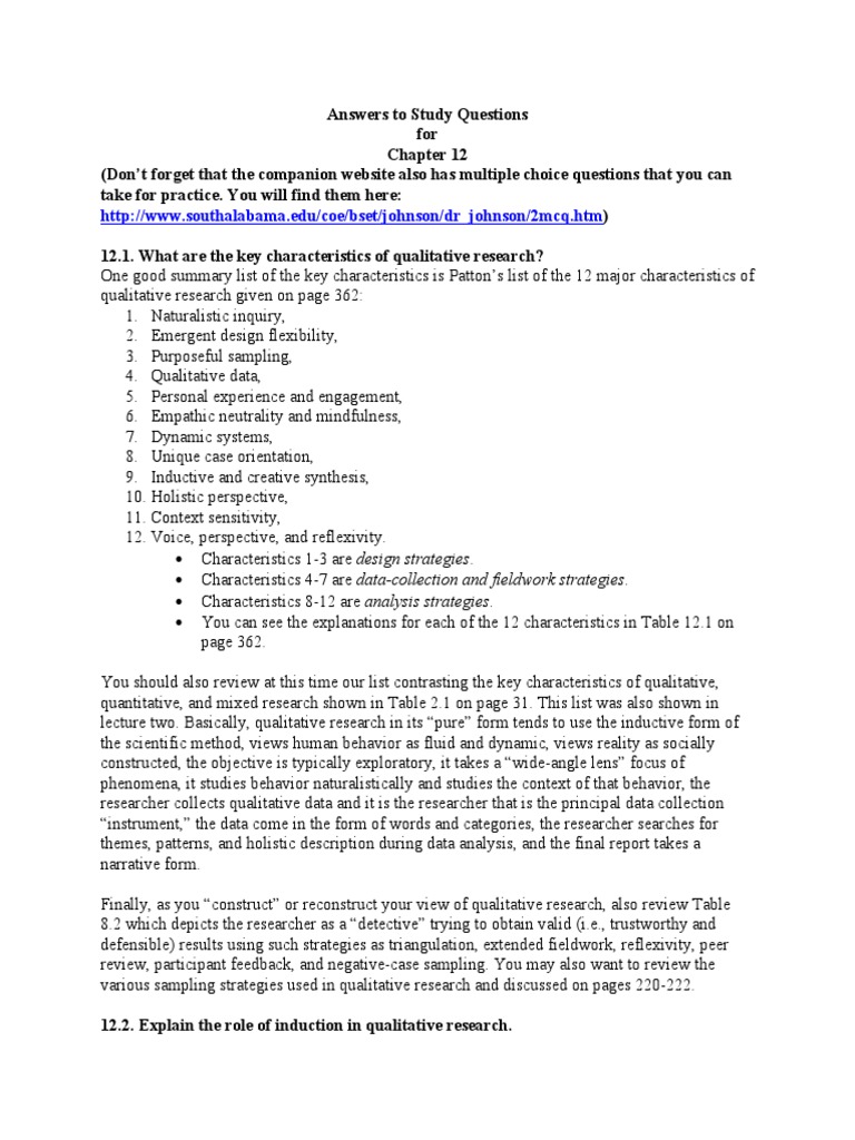 Key Characteristics of Qualitative Research | PDF | Qualitative ...