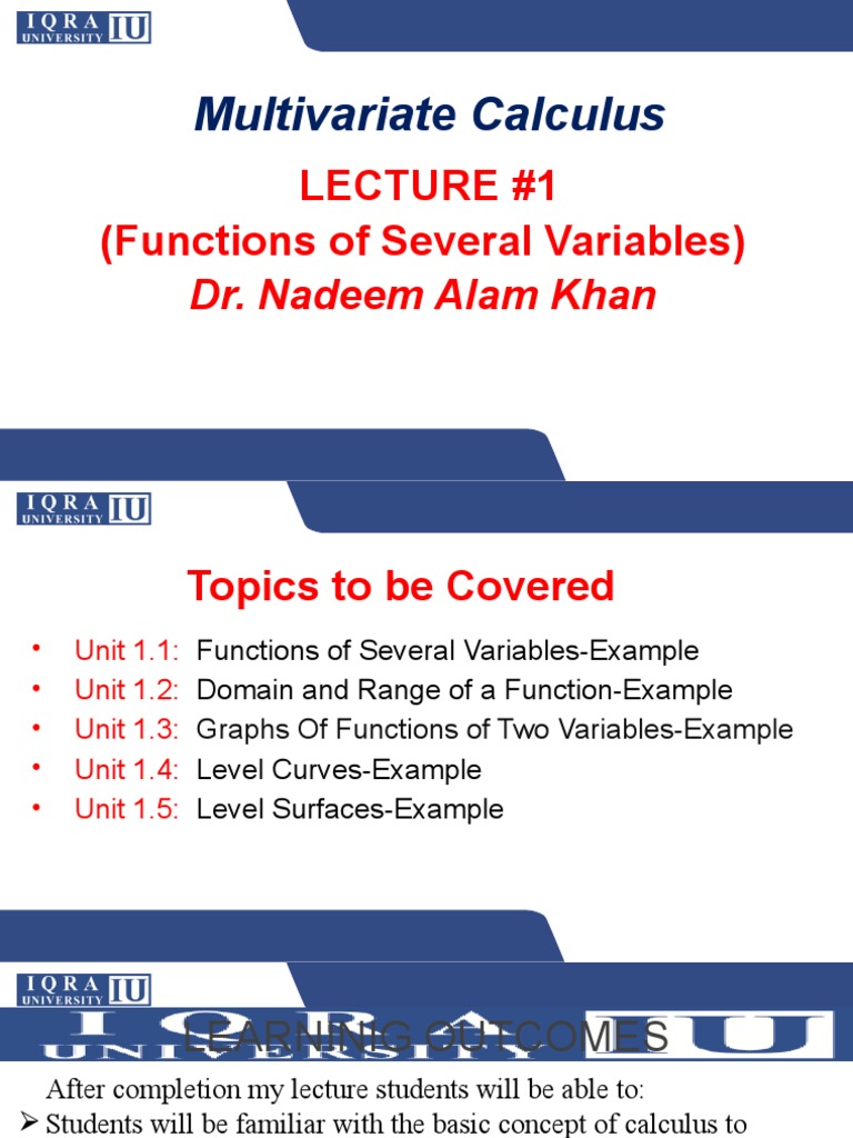 Week 1 Functions Of Several Variables