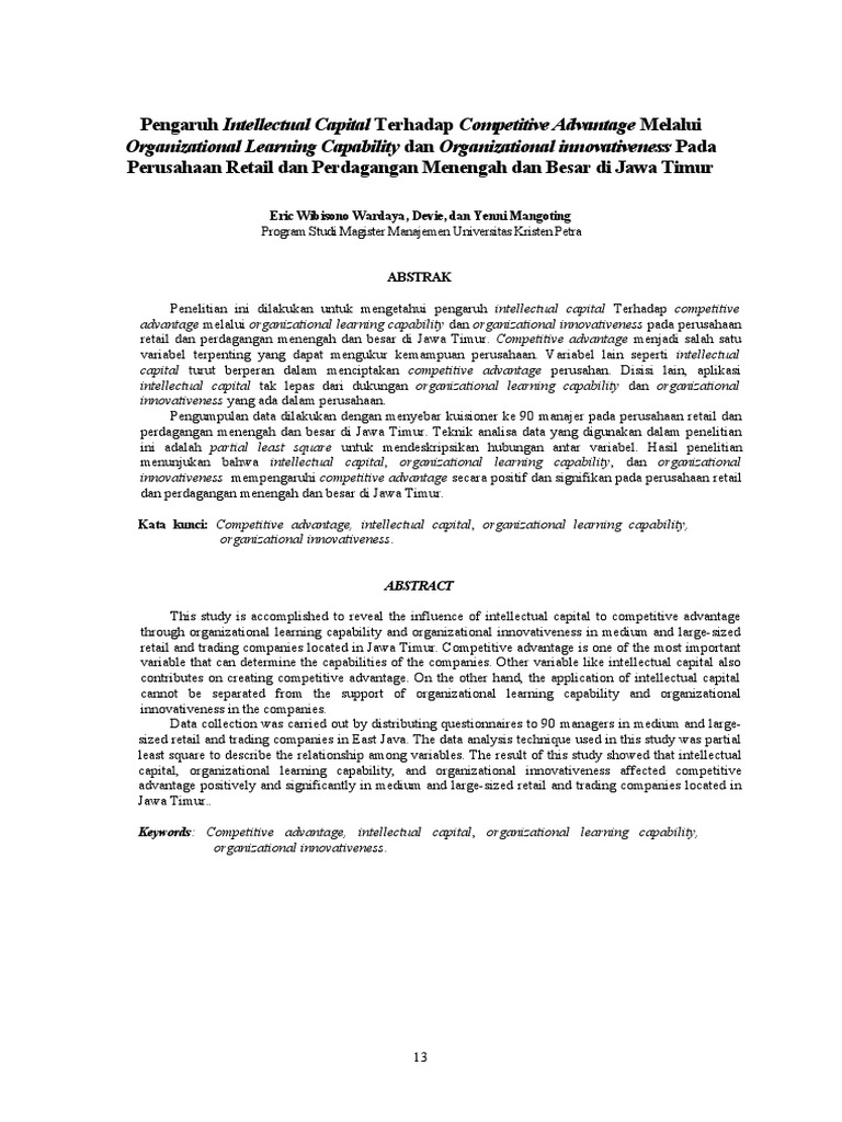 Intellectual Capital and Competitive Advantage | PDF | Communication ...