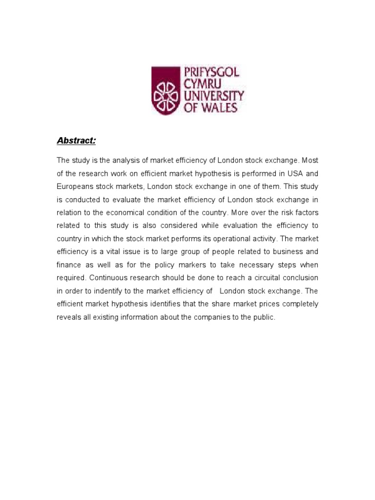 Abstract | PDF | Efficient Market Hypothesis | Stocks