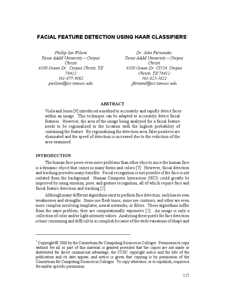 Facial Feature Detection Using Haar Classifiers | PDF | Technology ...