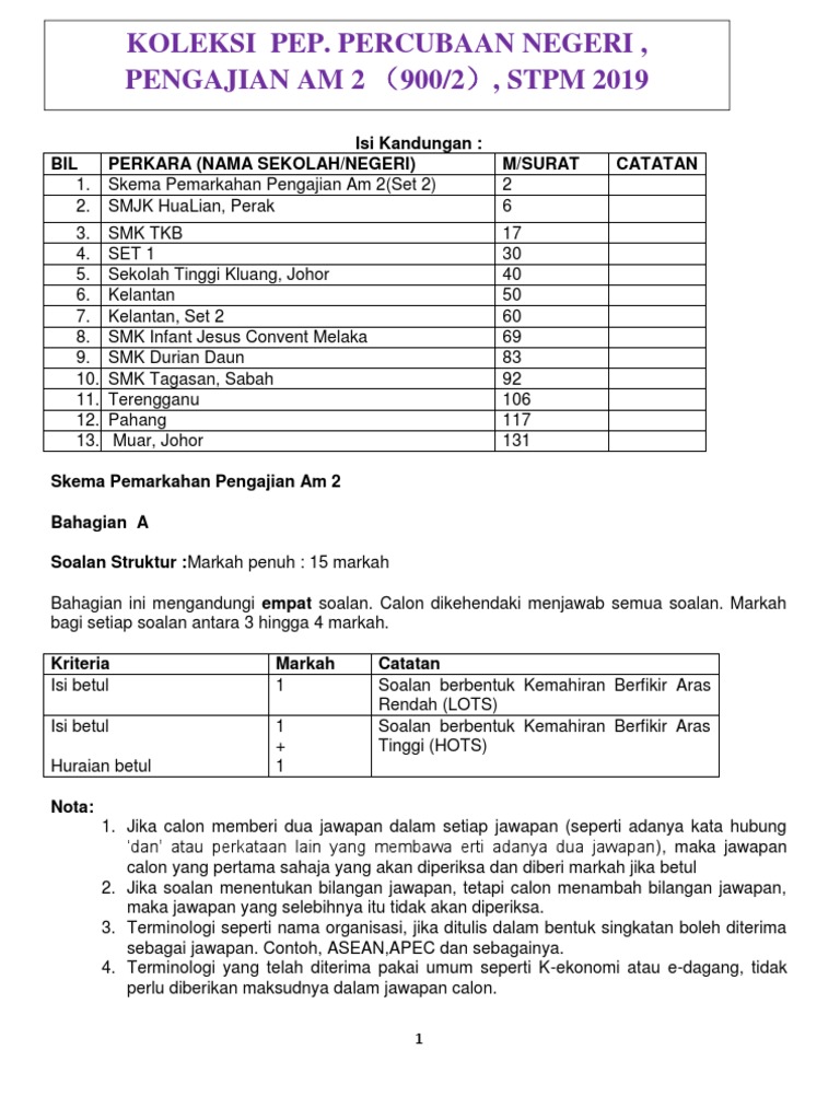 Koleksi Pep Percubaan Pa2 2019 Pdf