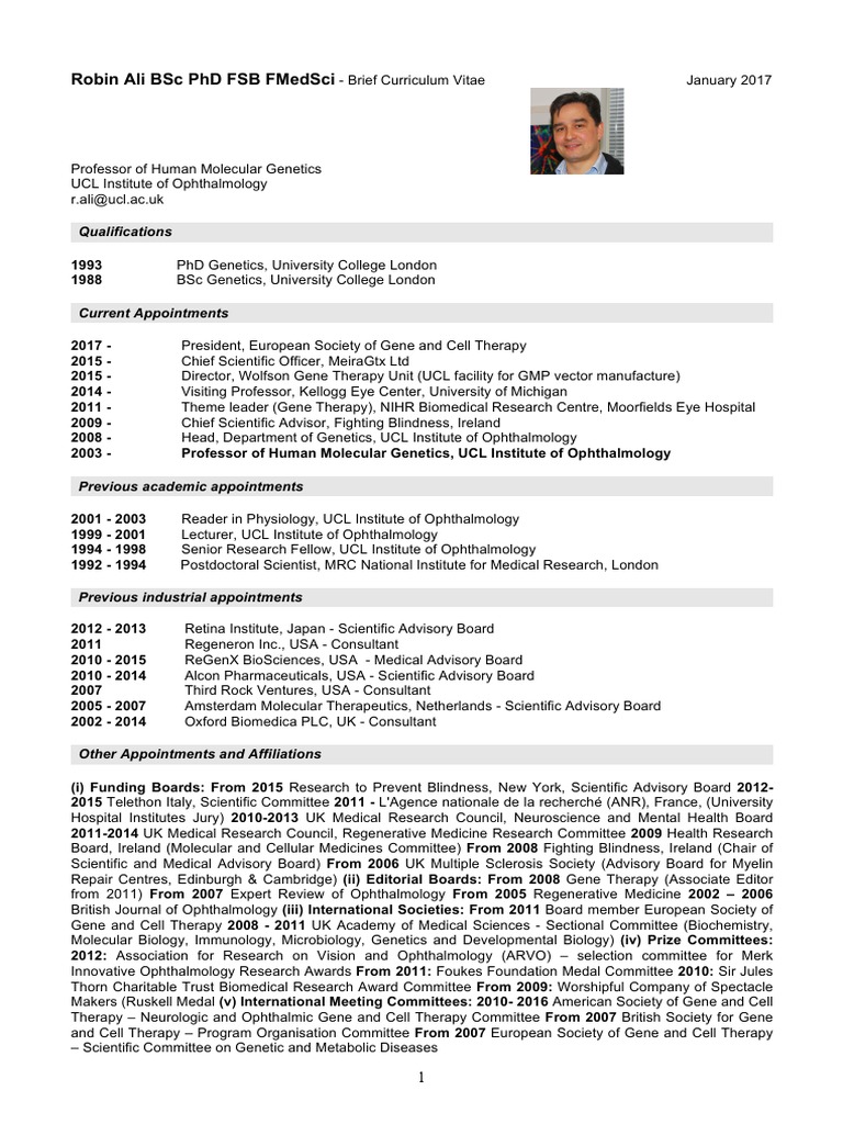 Robin Ali | PDF | Retina | Gene Therapy