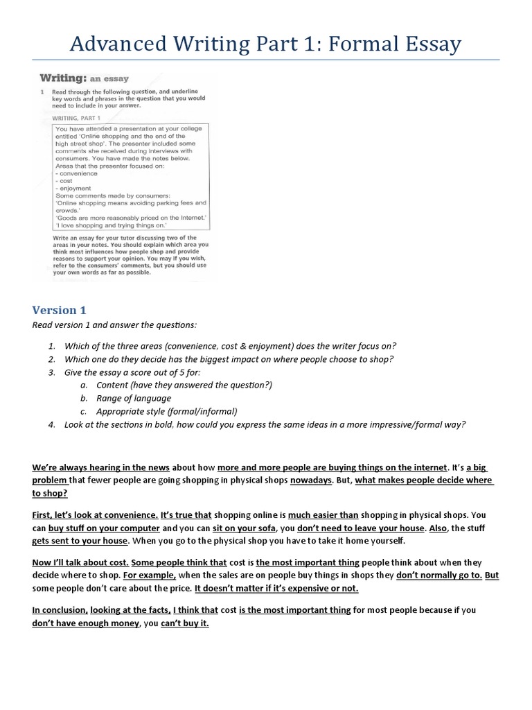Formal Essay Writing Guide | PDF | Essays | Retail