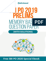 SBI PO 2019 Prelims: Memory Based Question Paper