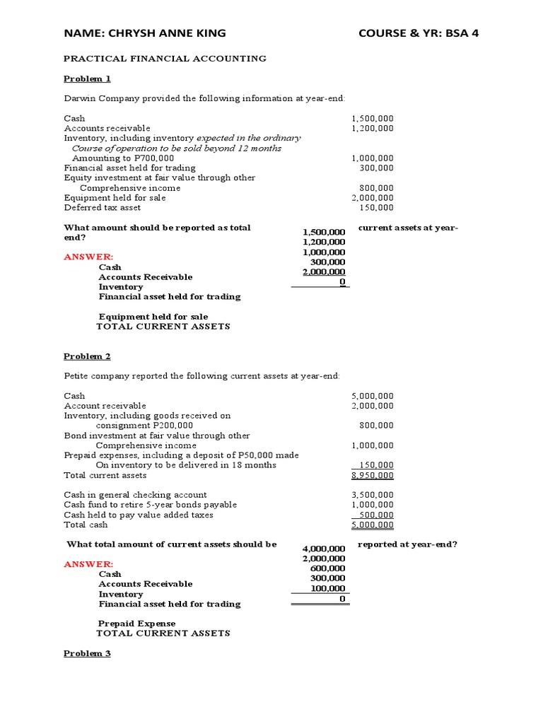 Practical Financial Accounting Exercises | PDF | Retained Earnings ...