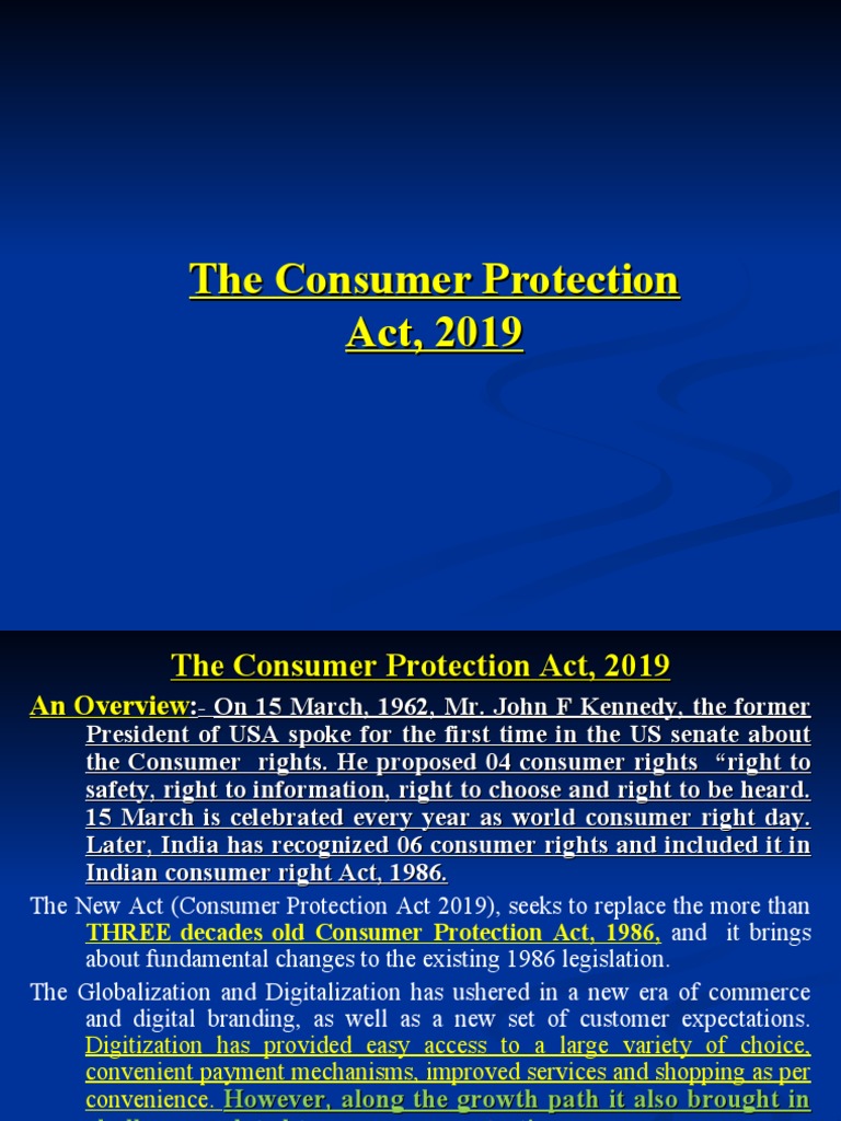Consumer Protection Act 2019 Overview | PDF | Product Liability ...