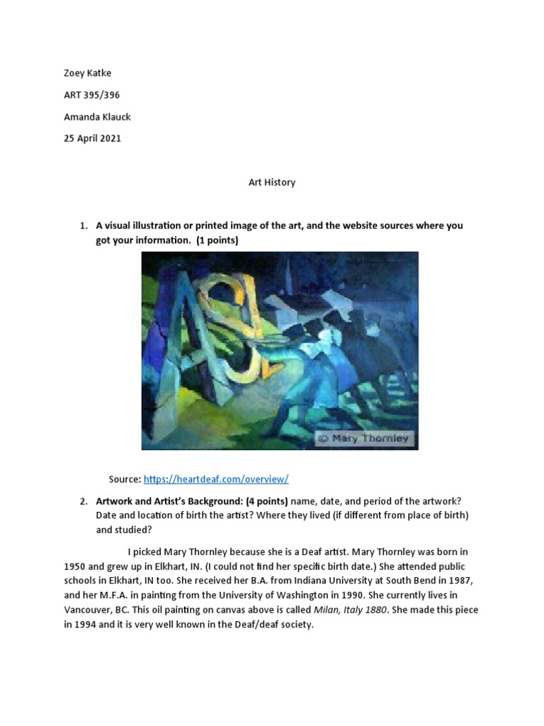 Art History by Zoey Katke | PDF | American Sign Language | Deafness
