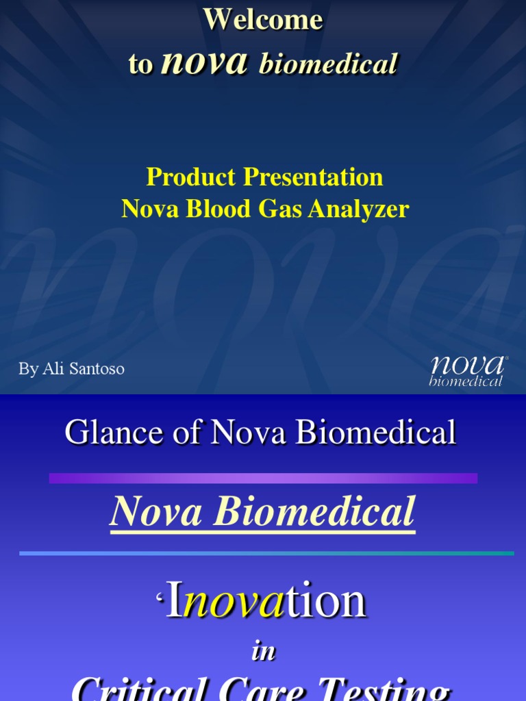 Product Presentation Nova Blood Gas Analyzer PDF Sensor Clinical