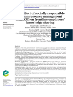 The e Ffect of Socially Responsible Human Resource Management (SRHRM) On Frontline Employees ' Knowledge Sharing