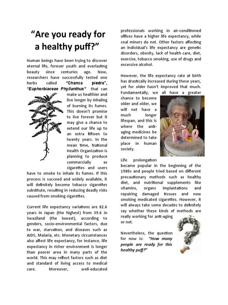 Are You Ready For A Healthy Puff | PDF | Life Expectancy | Cigarette