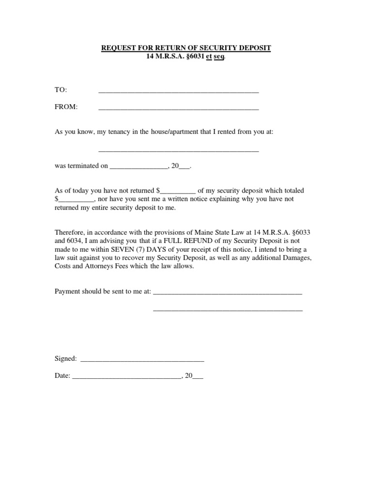 Security Deposit Form Pdf