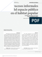 Procesos Informales Del Espacio Público en El Hábitat Popular