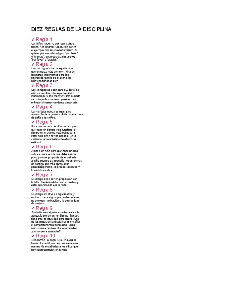 Diez Reglas para la Disciplina Efectiva | PDF | Relaciones personales ...