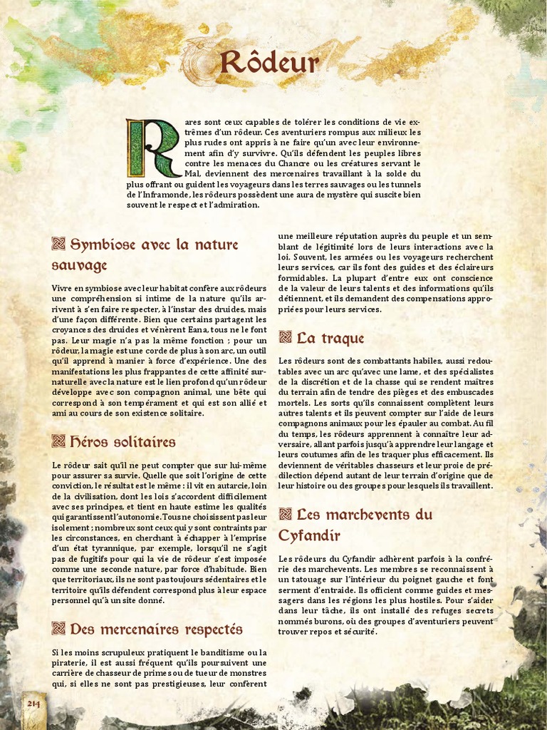 Aptitudes et caractéristiques du rôdeur | PDF | Montagnes | La nature
