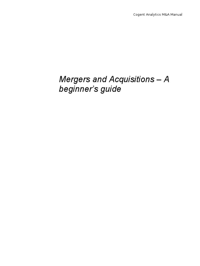 Mergers and Acquisitions - A Beginner's Guide: Cogent Analytics M&A ...