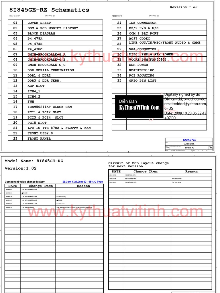 Ga 8i845ge Rz Rev 1 02 Digital Electronics Computer Engineering
