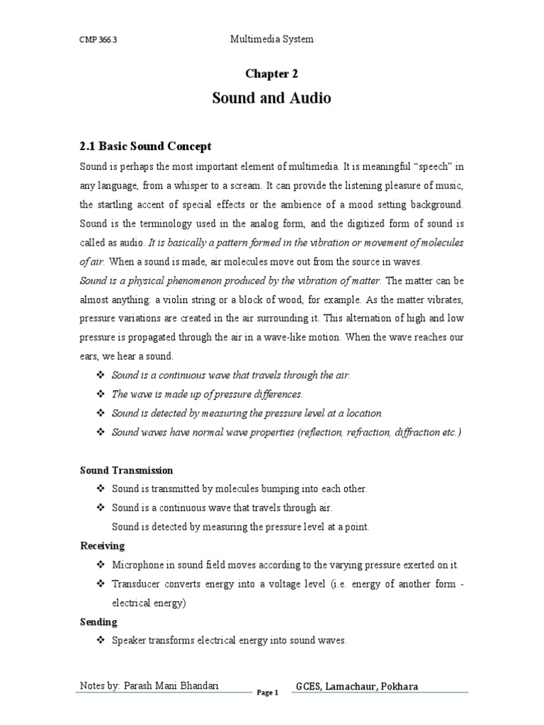 Chapter 2 Sound and Audio | PDF | Sampling (Signal Processing) | Hertz