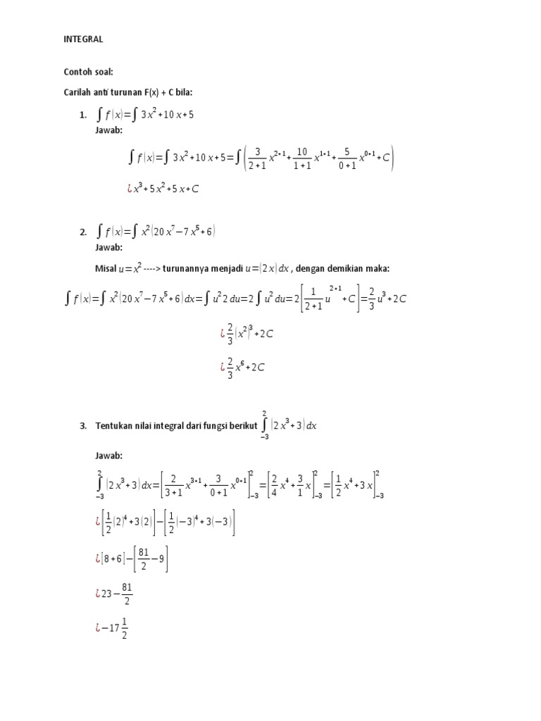 9 10 INTEGRAL Jawab | PDF