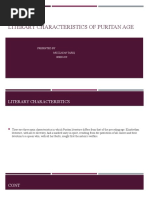 Literary Characteristics of Puritan Age