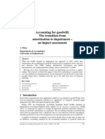 Accounting For Goodwill: The Transition From Amortisation To Impairment - An Impact Assessment