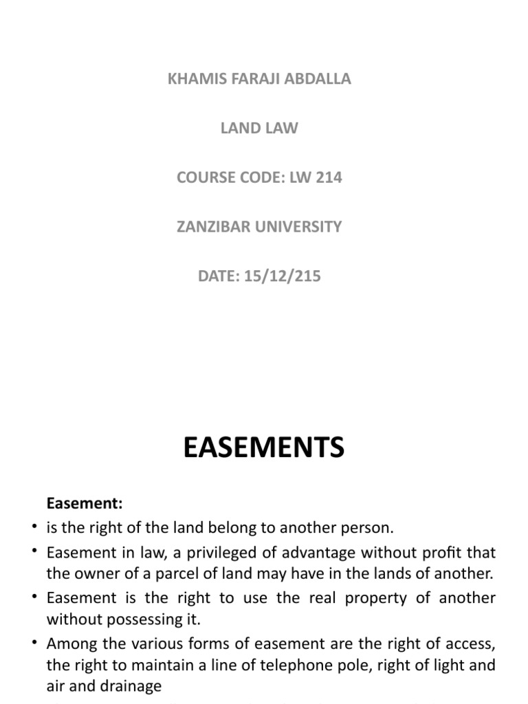 Khamis Faraji Abdalla Land Law Course Code LW 214 Zanzibar University DATE 15/12/215 PDF